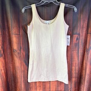 A'nue Thin Strap Tank Top Pearl Women's Size S Made in USA NWT